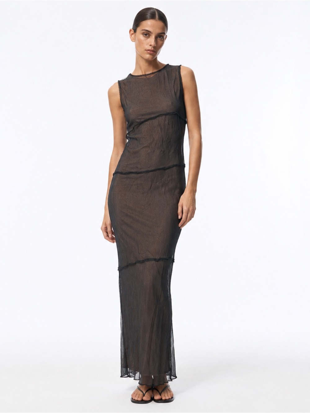 Moschino Cheap and Chic Vintage Sheer Black Maxi Dress Small 90s Goth Designer